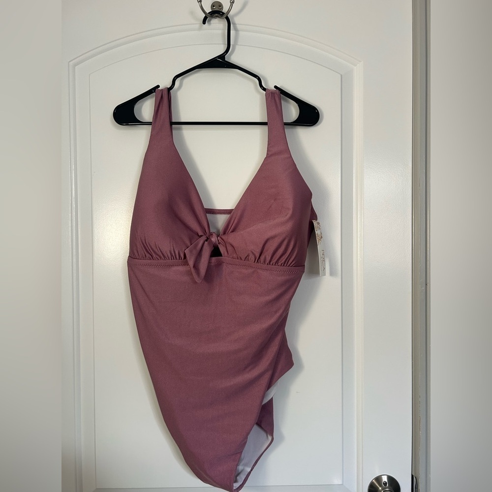 Becca Tie Front One-Piece Swimsuit size 2X NWT beach vacation tropical chic